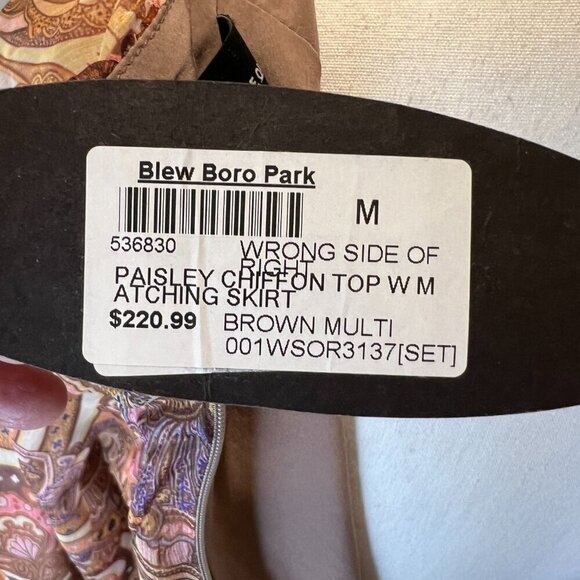 NWT Wrong Side of Right Paisley Pleated Long Sleeve Chiffon Top, Size 3 (S/M) - Picture 15 of 16